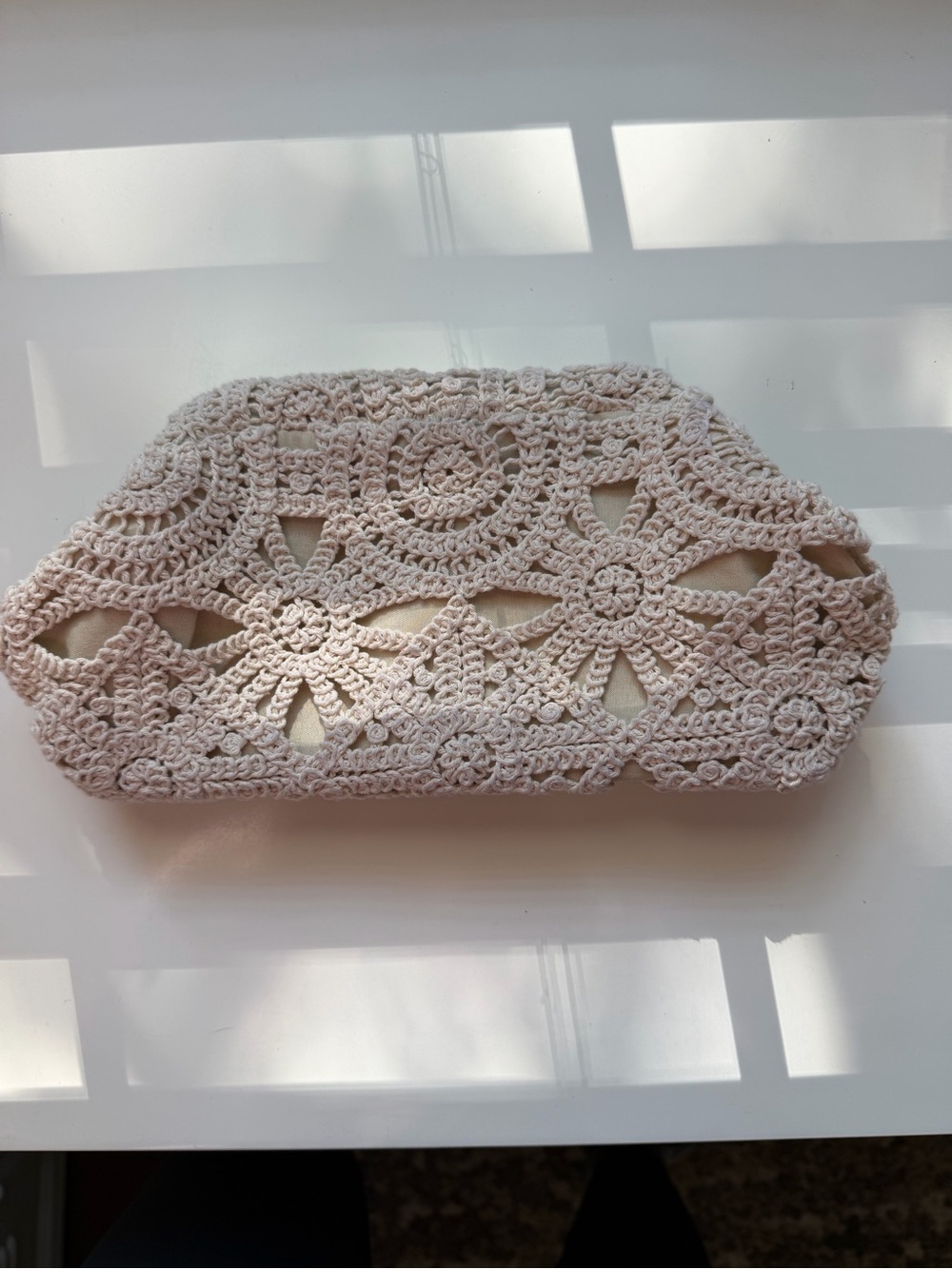 Cream Crochet Lace Envelope Clutch - Picture 2 of 5